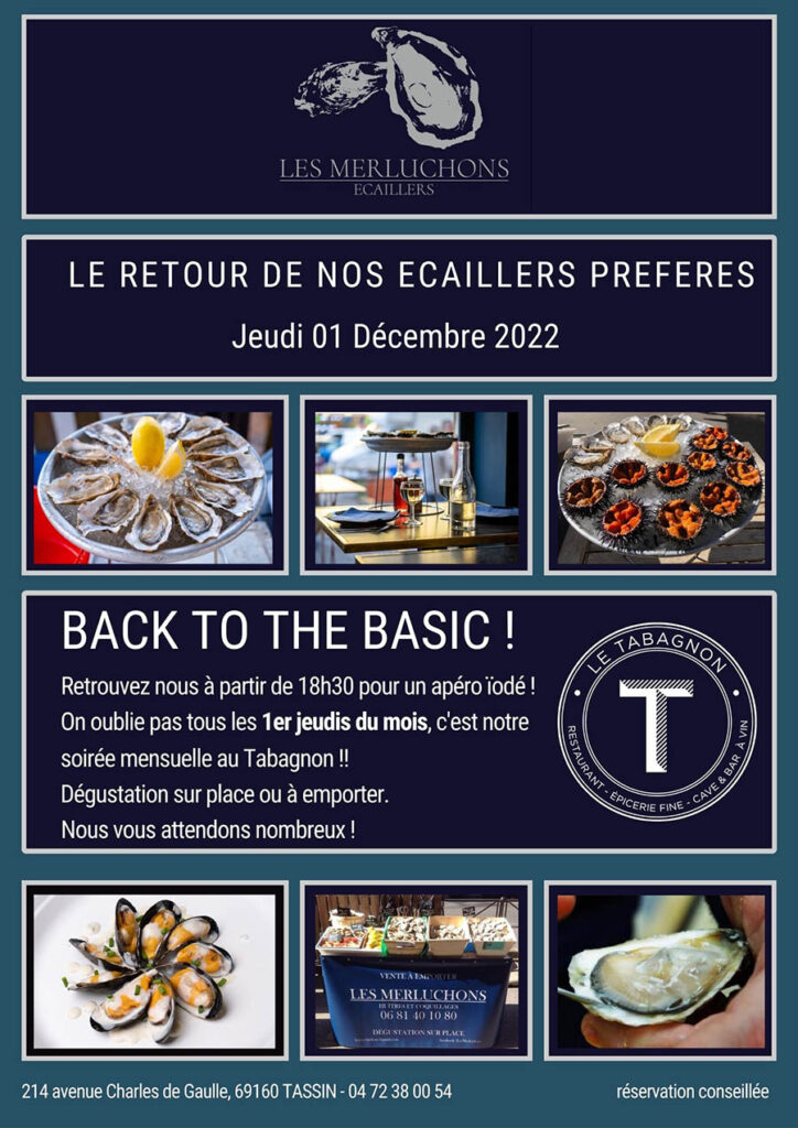 huitres tous les premiers jeudi du mois au Tabagnon affiche